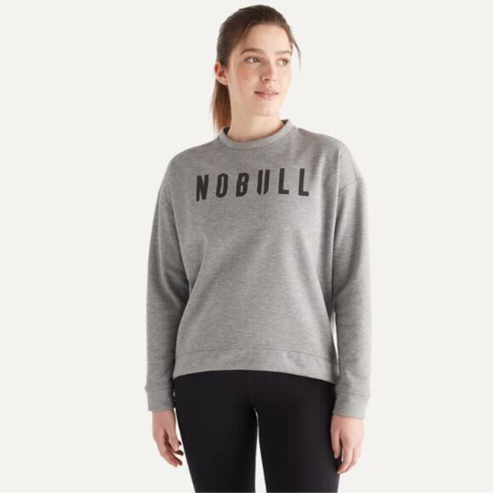 NoBull Women's Crewneck Long Sleeve Sweatshirt‎ Heather Gray Size XS